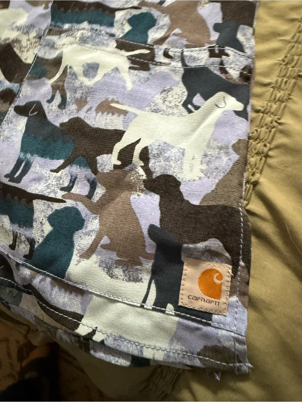 Carhartt Dog-Pattern Scrub Top - Blue/Brown/Gray